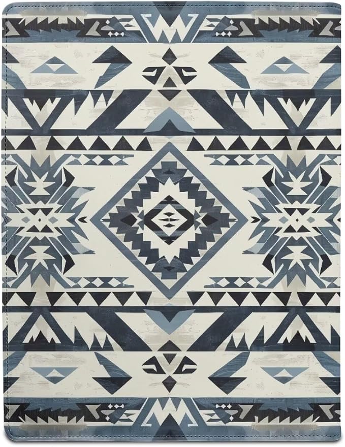 Dreaweet South Western Aztec Print Leahter Portfolio for Women Men Tribal Geometric Clipboard Folder Padfolio School Office Business Portfolio Folder for Interview/Conference Writing Notepad