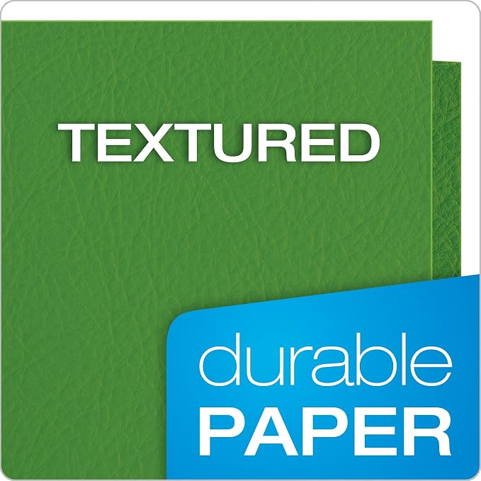 Oxford Two Pocket Folders, Textured Paper, Green, For School, Home, and Office, Letter Size, 25 Per Box (57503EE)