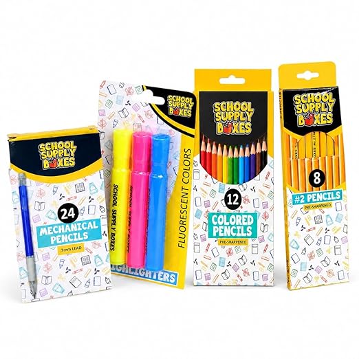Ultimate High School and College Bundle | Case (2 Boxes) | School Supply Boxes - Back to School Essentials | Includes Notebooks, Tab Dividers, Pencils, Highlighters, & More