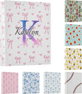 Aslsiy Customized Name 3 Ring Binder Personalized Girls Round Clipboard Binder Decorative Harcover Binders Organizer for Office Supplies