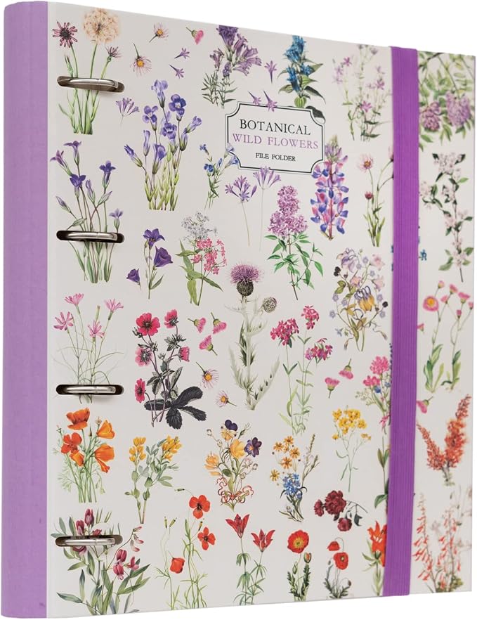 Grupo Erik 4 Ring Binder A4 - Wild Flowers, Stationery Gifts | A4 Folder with Elastic closure, School Folders for Paperwork A4, Back to School Supplies | Cute Stationary Gifts