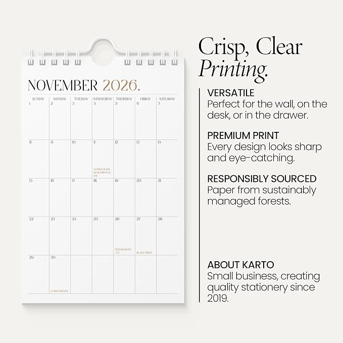 Karto Small Wall Calendar 2026-2027 6x9 in - Boho