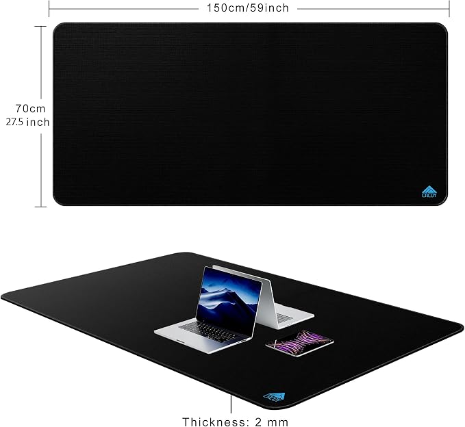 Cacoy 59"x27.5" Large Gaming Mouse Pad, Professional Desk Mouse Mat, Black | XXXL Extended Mega Size Non-Slip Rubber Base Keyboard Mousepad with Special-Textured Surface Anti-Fray Stitched Edge Desk Pad