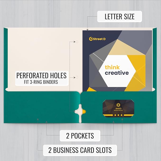 Better Office Products Two Pocket Portfolio Folders, 50-Pack, Teal, Letter Size Paper Folders, 50 Pieces, Teal