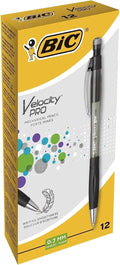 BIC Velocity Pro Refillable Mechanical Pencils - Black - Box of 12 (3 HB) Lead Pencils 0.7 mm with Eraser