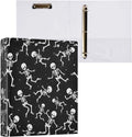 ALAZA 3 Ring Binder Funny Dancing Skeleton Clipboard Round Ring Binder Holds 1.5 Inch Three Binders Heavy Duty Binders for Office Supplies, 1Pack