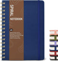 Graph Spiral Journal Notebook, A5 Hardcover Spiral Journals for Women Men, 100 GSM Graph Paper Notebooks, 150 Pages Spiral Bound Grid Notebook for Writing Note Taking Work 5.75" x 8.38", Navy Blue