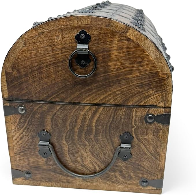Nautical Cove Treasure Chest Keepsake and Decorative Wood Box (XX-Large 13x8x8.75) - Storage Box, Wooden Box with Hinged Lid, Rustic Storage, Pirate Storage Box, Vintage Wooden Chest