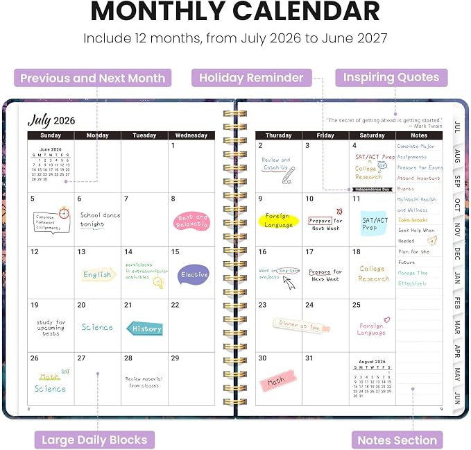 ZOTIA Planner 2026-2027, Jul 2026-Jun 2027 Weekly & Monthly Calendar