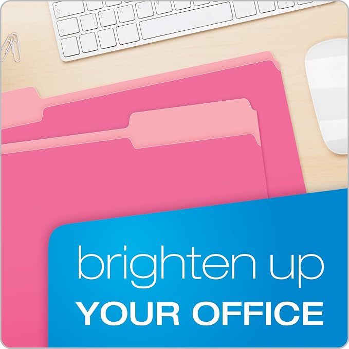 Pendaflex Two-Tone Color File Folders, Legal Size, Pink, 1/3 Cut, (153 PIN) (Pack of 500)