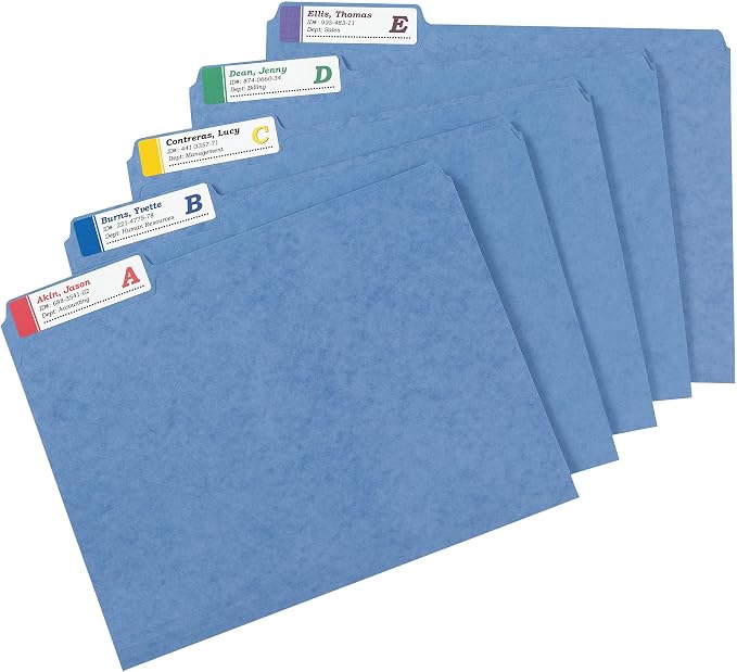 Avery® TrueBlock® Extra Large File Folder Labels, 15/16" x 3-7/16", 450 Printable Labels, Assorted Colors (5026)