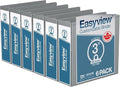 Easyview Premium 3-Ring Binders with Clear-View Covers and Round Rings, Binders for School or Office, 3 Inch, Pack of 6, Gray