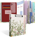 3 Ring Binder, 1 Inches Cute Round Ring Binder with Clipboard, Dividers Tabs, PVC Zipper Bag Sleeves & to Do List Planners, Decorative Binder School, Office Supplies-Garden Flowers