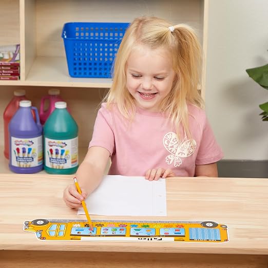 Really Good Stuff Zaner-Bloser Bus-Shaped Desktop Nameplates, 24-Pack