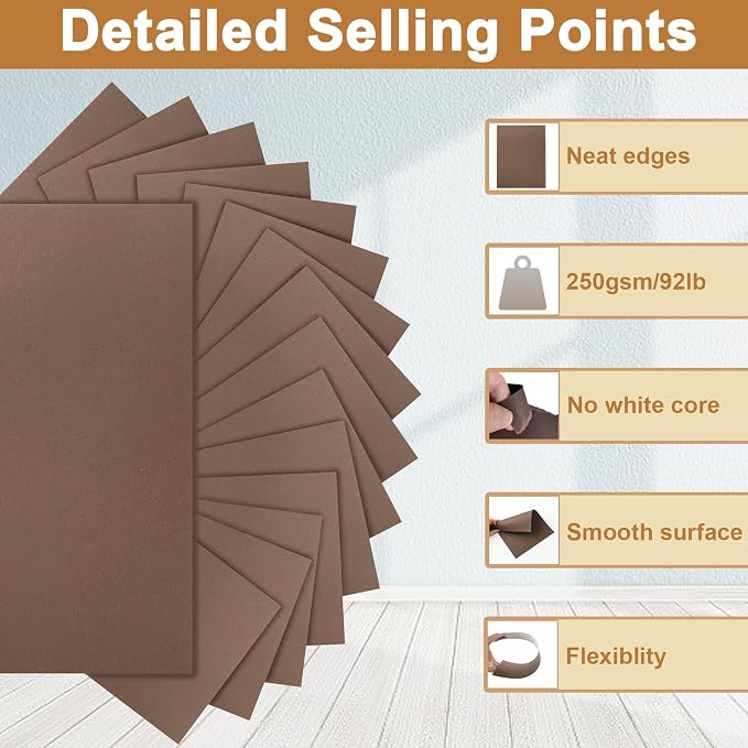 Silunkia 28 Sheets Coffee Color Cardstock 8.5 x 11 Craft Paper 92lb | Chocolate Brown Card Stock for DIY Card Making, Thank You Cards, Wedding Invitations, Party Invitations
