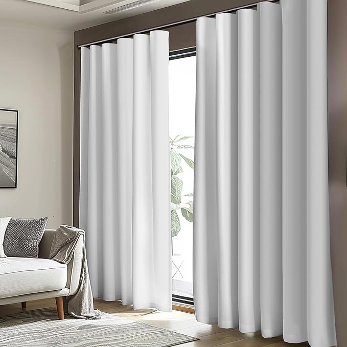 cbsroro Room Divider Blackout Curtain Track Curtains Wall Dividers Panels Screen for Living Rooms Bedroom Office Privacy Partition Separation, W120 × L84 Inch,1 Panel, White