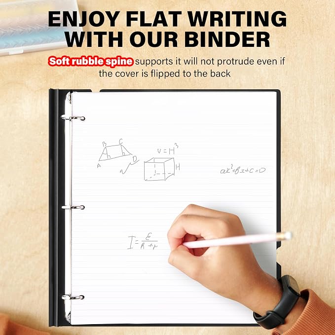 1 Inch Telescoping 3 Ring Binder-1PC, Flexible Binder with Customized Front Cover, Holds 8.5x11 Paper, School Office Supplies, Black