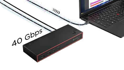 Lenovo ThinkPad Thunderbolt 4 Smart Dock Gen 2 7500, Multiple Display Support, Integrated 1M Thunderbolt 4 Cable, Remote Hardware Management, 40Gbps Data Speed, 100W Power Delivery, Black