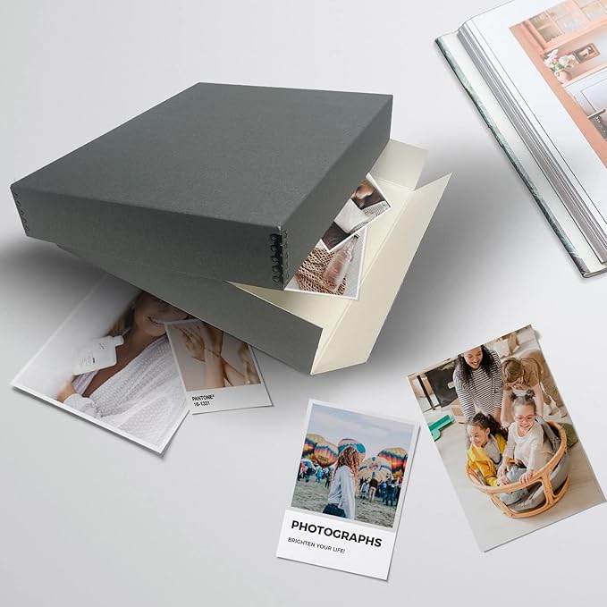 Lineco Museum Archival Storage Box, 14.75x18.75x3 in. Drop Front Design. Acid-Free with Metal Edge. Organize Photos, Pictures, Prints, Documents, Crafts, DIY. Gray, 2 Pack