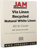 JAM PAPER Strathmore 80lb Cardstock - 8.5 x 11 Coverstock - 216 gsm - Natural White Linen - 30% recycled - 250 Sheets/Ream
