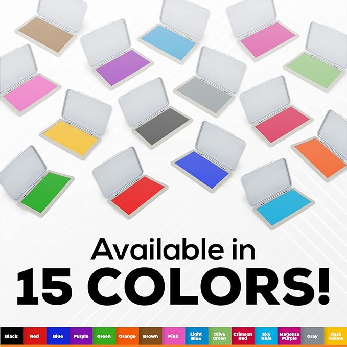 Metal Case Stamp Pad Medium Size, Dry - Size: 3" x 4" - Choose from 15 Ink Colors