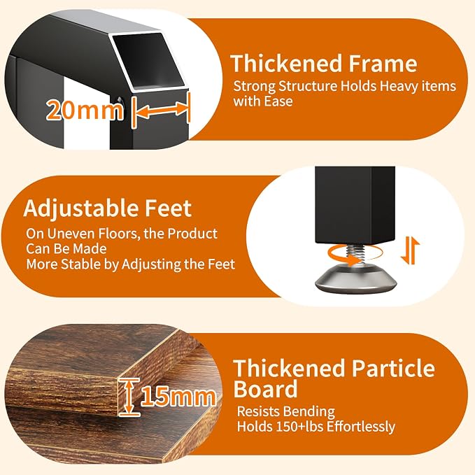 4-Tier Corner Printer Stand with Power Outlet and LED Lights, Rustic Brown | 4 Tier Storage, Corner Space Saving Design, Fits Laser Printer, Scanner and Office Supplies, Home Office Organization