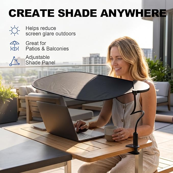 2 Pack Laptop Sun Shade and Cubicle Desk Shade for Window and Screen Glare | Clamp and suction cup mounts block window glare, side light, and screen glare for office, cubicle, and calm outdoor use