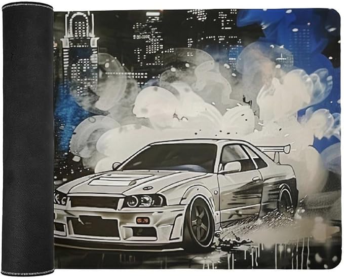 Car Gaming Mouse Pad Large Mousepad R34 R32 Racing Car Anime Aesthetic Graffiti JDM Big Computer Desk Mat Desk Pad for Keyboard and Mouse Mat Non-Slip Base 40x90cm, Style