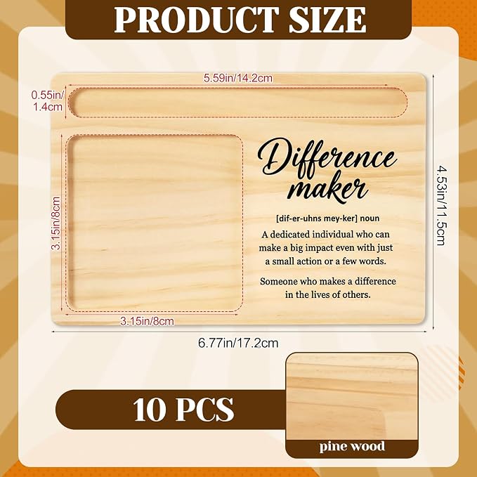 10 Pcs Back to School Teacher Appreciation Gifts Bulk Wooden Sticky Note Holder Motivational Thank Your Gift Inspirational Sticky Notes for Teacher Back to School (Difference)