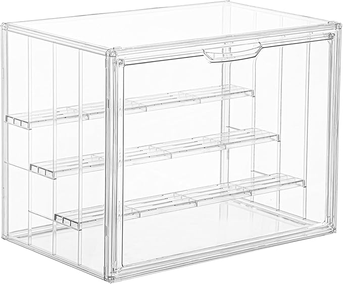 4 Layer Stackable Acrylic Figure Case for Collectibles Display Box,1 Pack | Removable Adjustable Partitions & Magnetic Door,Interlocking Stable Design,Dustproof Cover for Figurine Storage