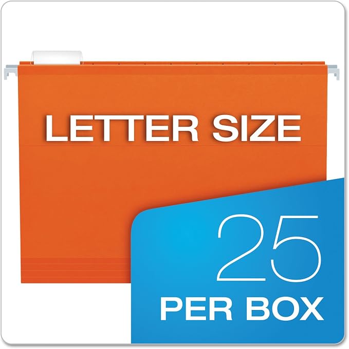 Pendaflex 04152X2 ORA Extra Capacity Reinforced Hanging Folders Orange, 2"