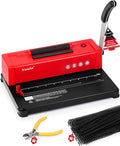 46-Hole Binding Machine Spiral Coil Binder Classic Red,DIY Book Binder Kits with Electric Coil Inserter,100pcs Comb Binding Spines,for Letter Size/A4/A5 School Office Home
