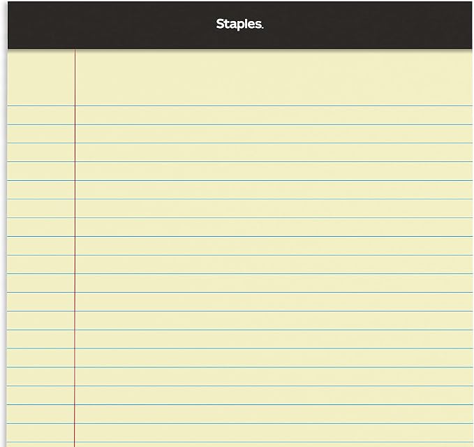 Staples Legal Pads, 8.5x11.75 Inch, Wide Ruled, Yellow, 12-Pack