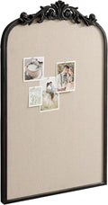 Kate and Laurel Arendahl Vintage Decorative Arched Pinboard; 19 x 31; Black; Framed Arch Ornate Bulletin Board for Unique Display; Organization; and Decor Options