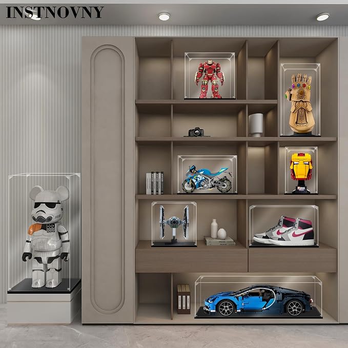 Acrylic Display Case for Collectibles Assemble Acrylic Display Box for Lego 43172 Castle Building Toys Clear Acrylic Case for Display Trophy Figures Dolls(Black,13.8*9.8*13.8 inch)