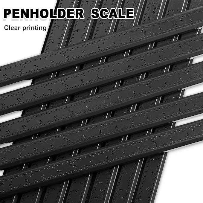 Honoson 200 Pcs Flat Construction Pencils with Printed Ruler Wood Graphite 2 Pcs Carpenter Pencil Sharpener for Woodworking Marking Tool(Black)