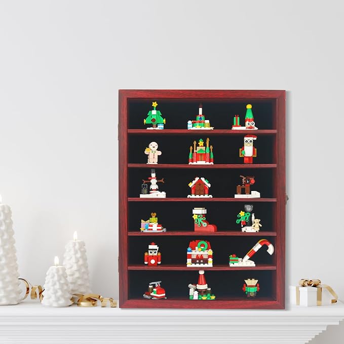 FramePro Shadow Box Frame with Removable Shelves, Deep Memory Box Display Case for Collector, Keepsake Coins Military Medals Pins Wedding Flowers Cherry Finish 12x16