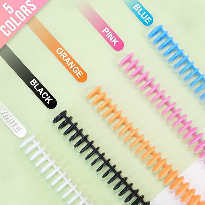 Rayson Click Binding Spines, 34-Hole Click Binding Ring for A4 and U.S. Letter Size Paper, Multi-Color, 1/2" Diameter, 3:1 Pitch, Binds Up to 90 Sheets, 30 Pack
