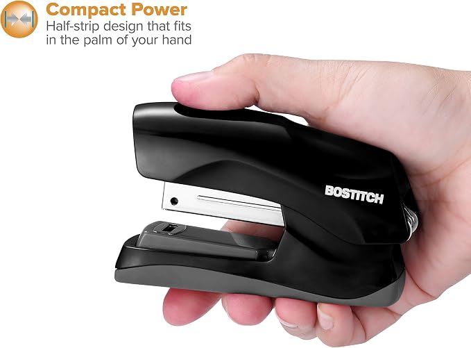 Bostitch Office Heavy Duty Stapler, 40 Sheet Capacity, No Jam, Half Strip, Fits into the Palm of Your Hand, for Classroom, Office or Desk, Black, Pack of 9