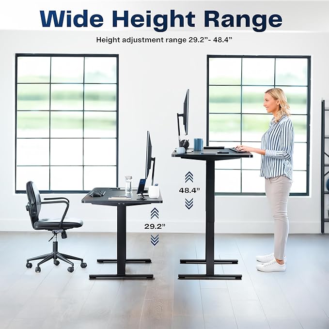 VIVO Electric 55 x 28 in Standing Desk, Memory Height Adjustment, 1B Series, Holds 220 lbs, One-Piece Rustic Vintage Brown Top, White Frame, DESK-KIT-1W55N