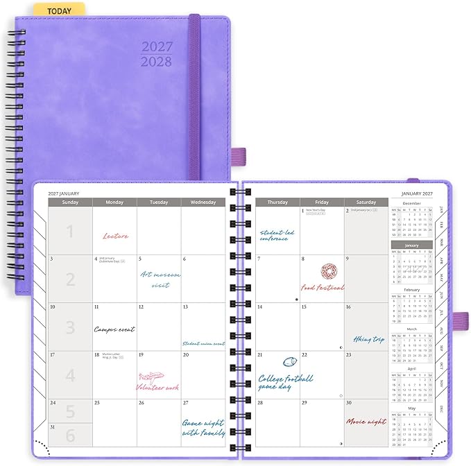 POPRUN Monthly Planner 2027-2028, 6.5"x8.5", 18 Month, Jan 2027-Jun 2028