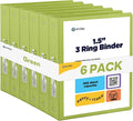 Enday 1.5 Inch Binder (6 Pack - Green) 3 Ring Binder 1.5 inch with Clear View Cover and 2 Inside Pocket - for Letter Size 8.5 x 11'' Paper, Ideal for School Supplies, Office, and Home