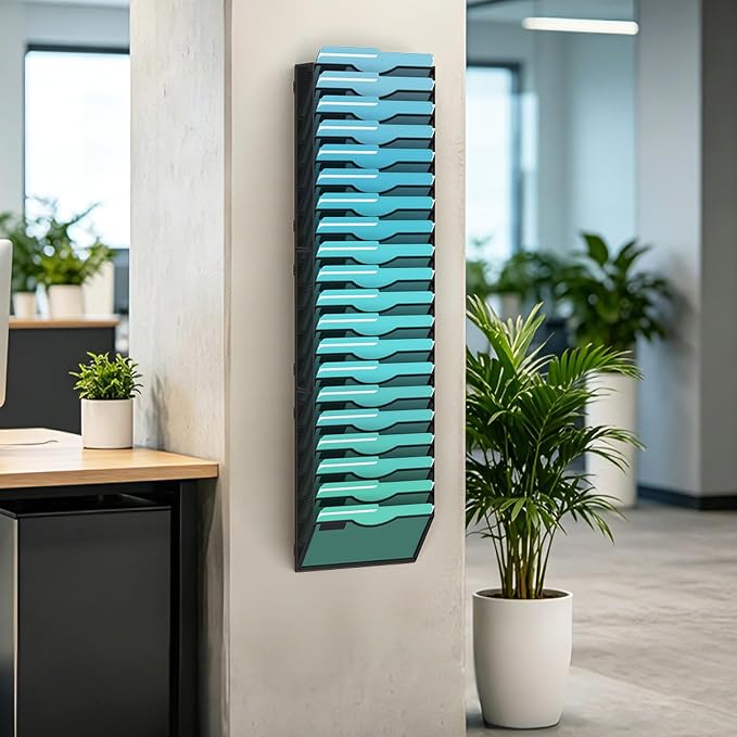 Gawerk 20-Tier Wall File Organizer Hanging Wall File Holder Wall Mount Paper Folder Organize