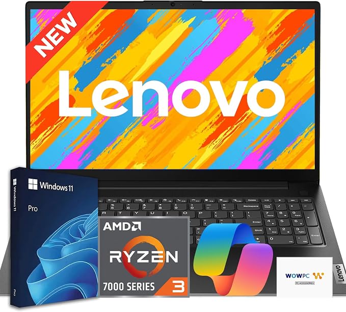 Lenovo V15 Business Laptop 2026 Edition, AMD Ryzen 3 7000-Series(Beat i7-1065G7), 15.6" FHD Display, 16GB DDR5 RAM, 1TB NVMe SSD, Wi-Fi 6, RJ-45, Dolby Audio, Windows 11 Pro, no Mouse