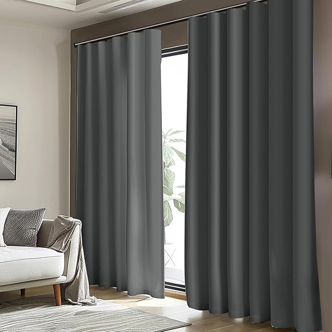 Cbsroro Room Divider Blackout Curtain Track Curtains Wall Dividers Panels Screen for Living Rooms Bedroom Office Privacy Partition Separation, W150 × L108 Inch,1 Panel, Grey