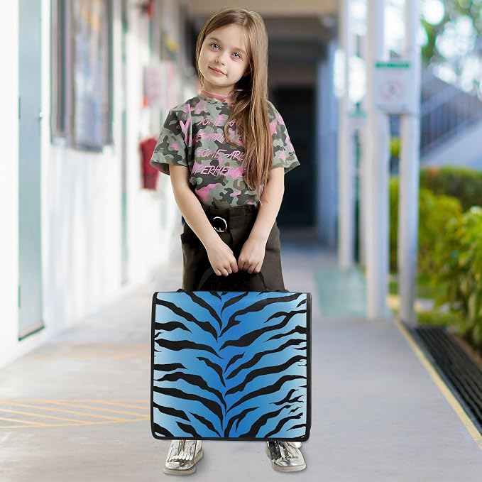 Tiger Zebra Print Blue Black 3 Ring Binder Bag 1.5 inch Binder Organizer with Zipper Shoulder Strap 500 Sheet Documents Storage for School Office