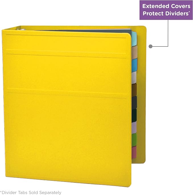 Carstens 3-Inch Heavy Duty 3-Ring Binder - Side Opening, Yellow, Durable Plastic, Precision No-Gap Rings, Waterproof Cover, No Pockets, Holds 400 US Letter Sheets, BPA-Free, Made in USA (1709-3R)