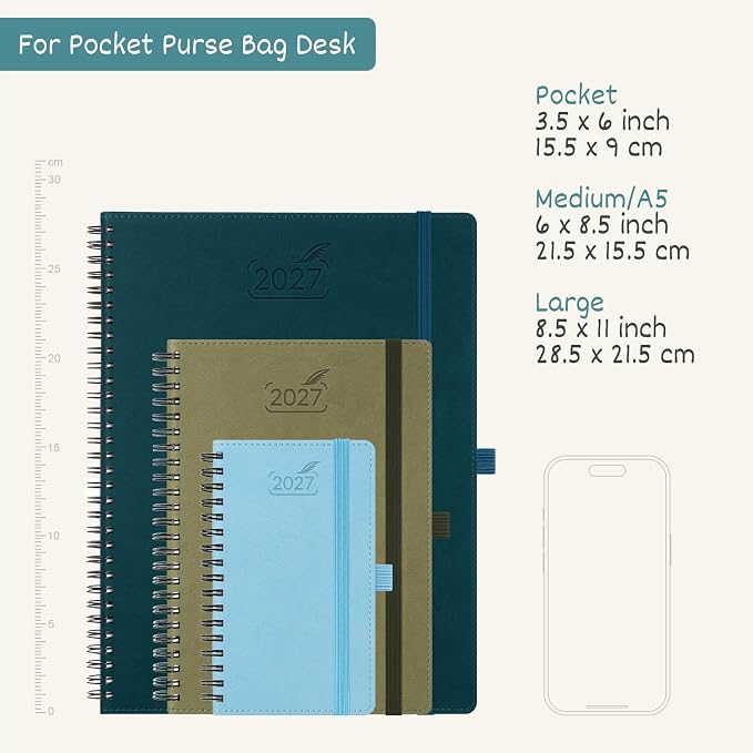 BEZEND Pocket Calendar 2027, Weekly Monthly Planner for Purse (3.5" x 6")