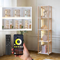 Floor Lamp with Shelves, Modern Shelf Lamp with Remote/APP Control, Standing Lamp for Living Room and Bedroom, 5-Tier Display Shelf with Dimmable Lights, Tall Lamp, White/Natural Wood