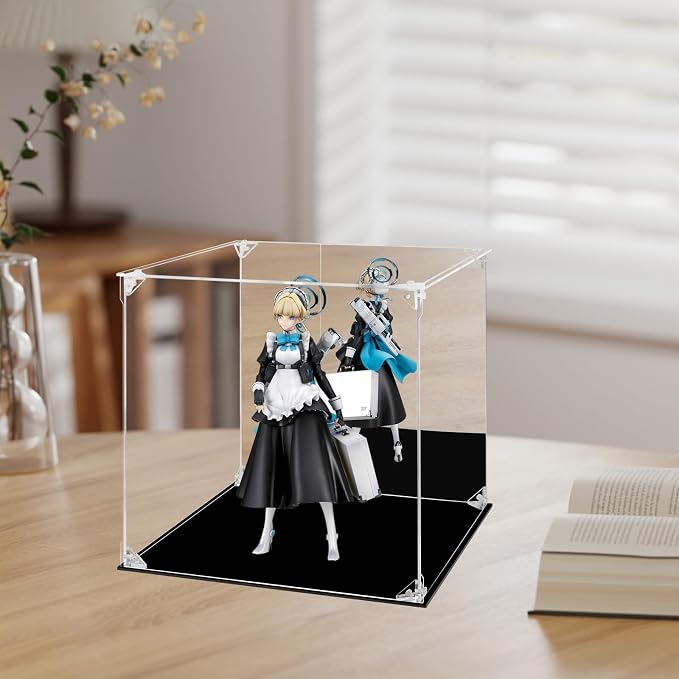 Acrylic Display Case Clear Action Figure Display Case with Mirrored Back, Dustproof Protection Display Box Alternative Glass Case for Collectibles Figures Models Doll Toys (12x12x12 inch, 30x30x30cm)